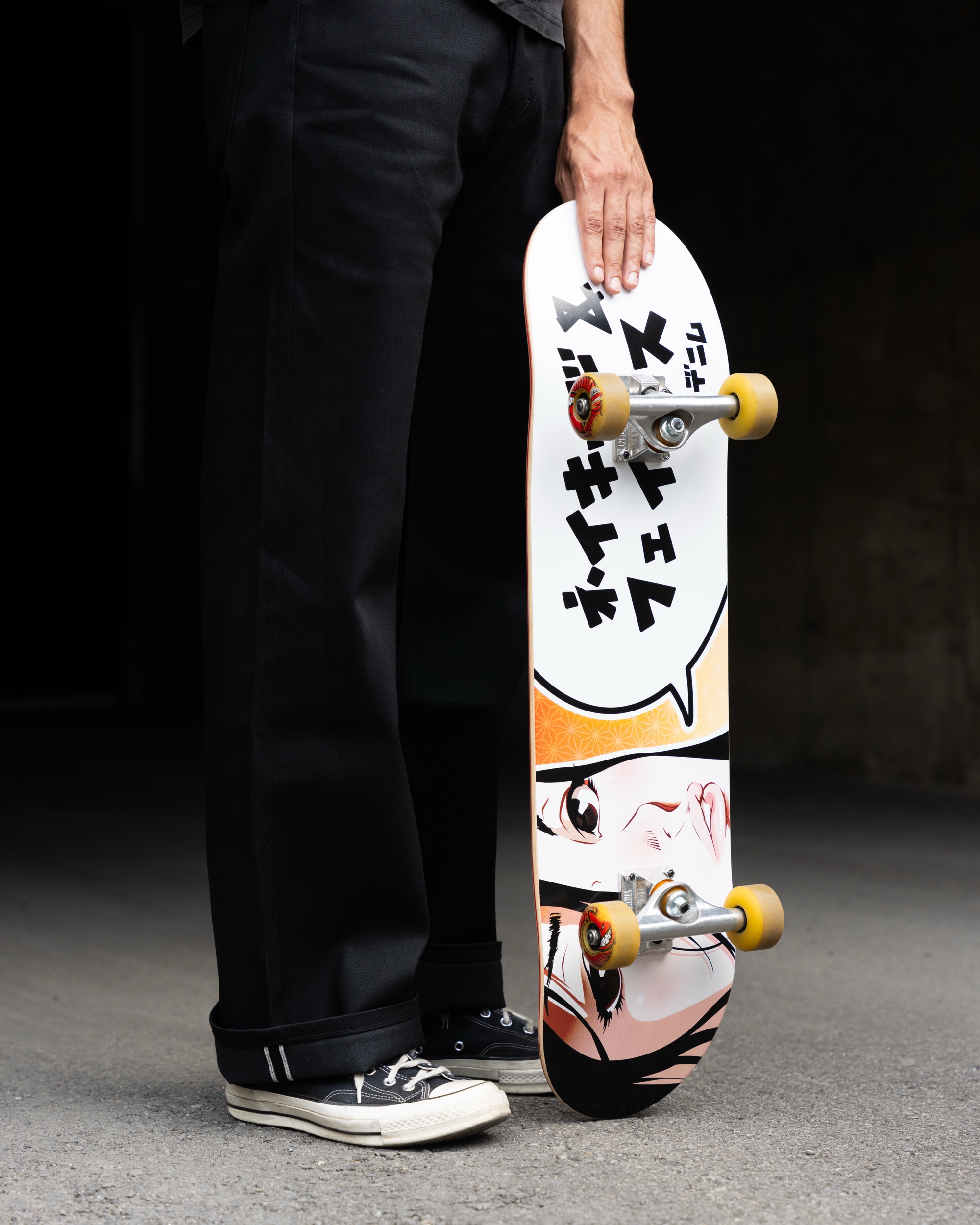 Naked & Famous Denim skateboard deck artwork
