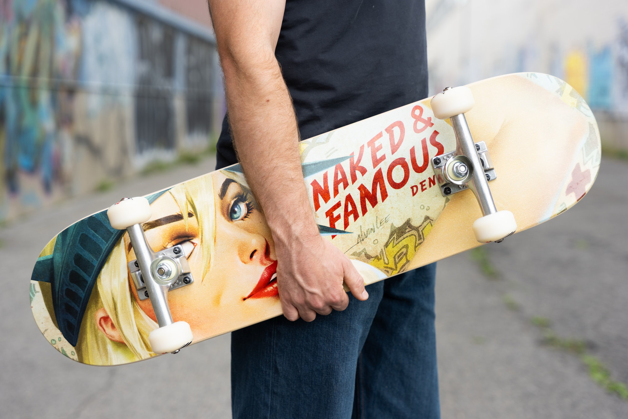 Naked & Famous Denim skateboard deck made in Canada